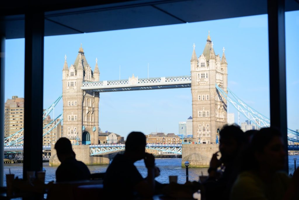 Coco Tower Bridge restaurant view of Tower Bridge from the Thames