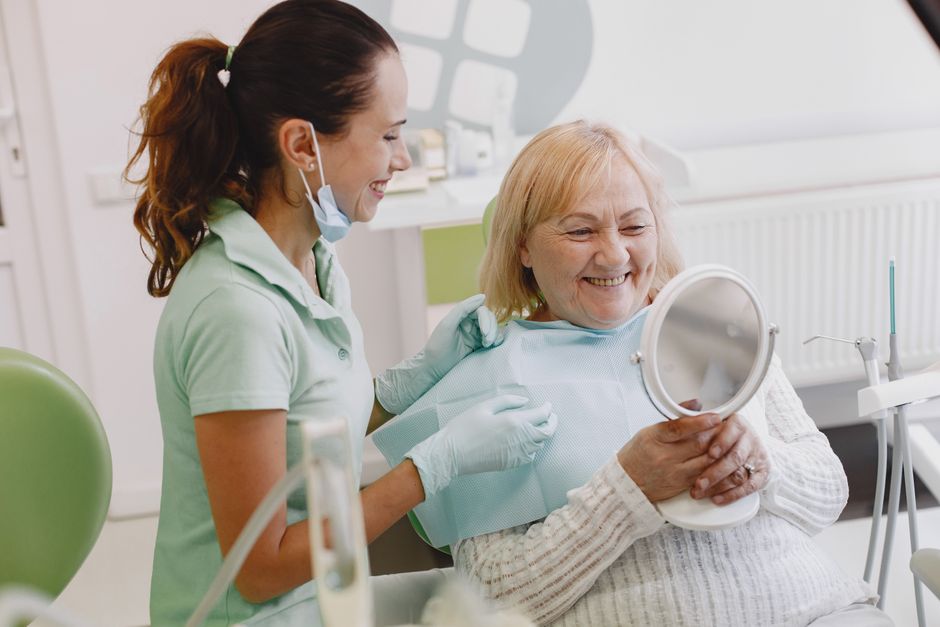 overdentures dental patient smiling